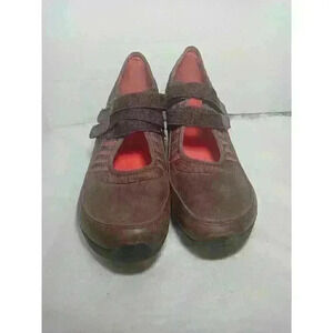 TSUBO Brown Leather Mary Janes Wedge Sneaker Comfort Heels Size US 9 EU 39‎